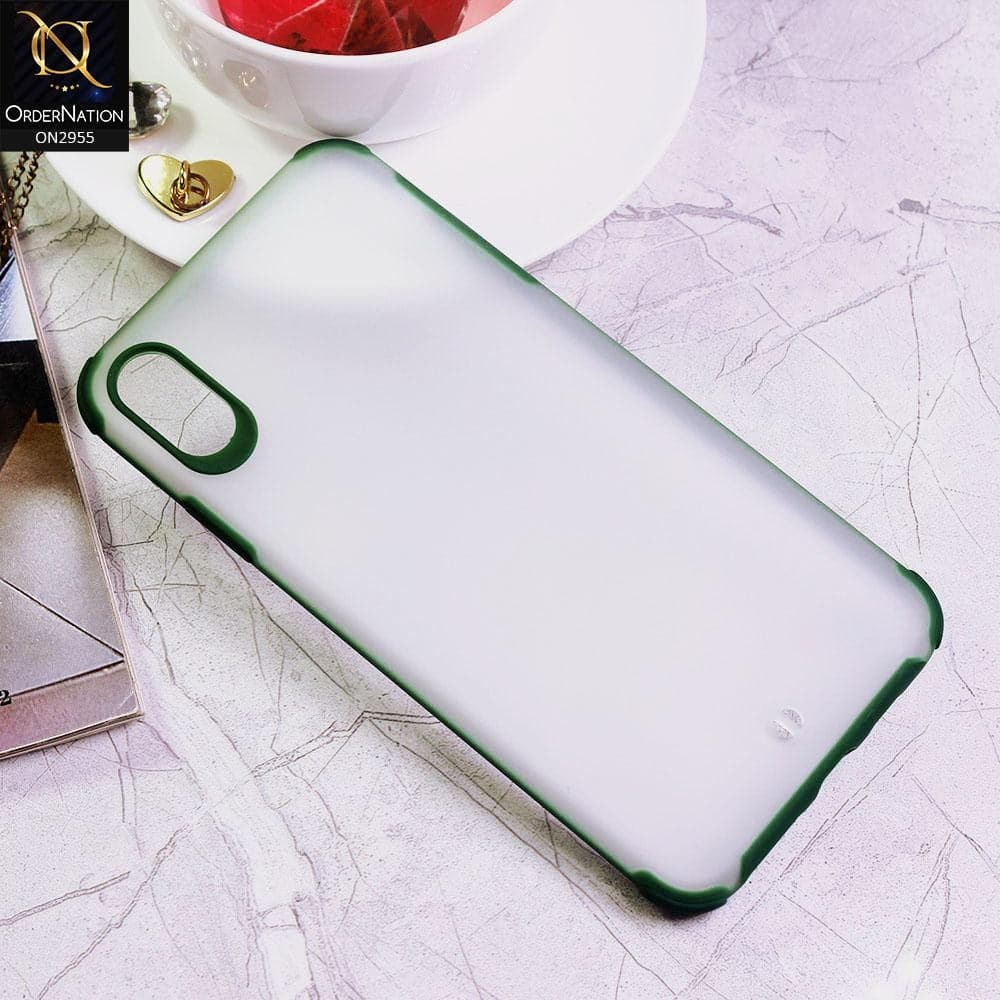 iPhone XS Max Cover - Dark Green - Classic Soft Color Border Semi-Transparent Matte Camera Protection Case