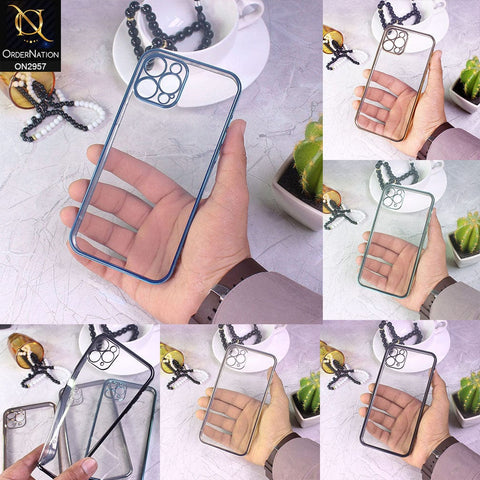 iPhone 14 Plus Cover - Silver -J-Case Soft Color Borders Camera Protection Clear Back Case