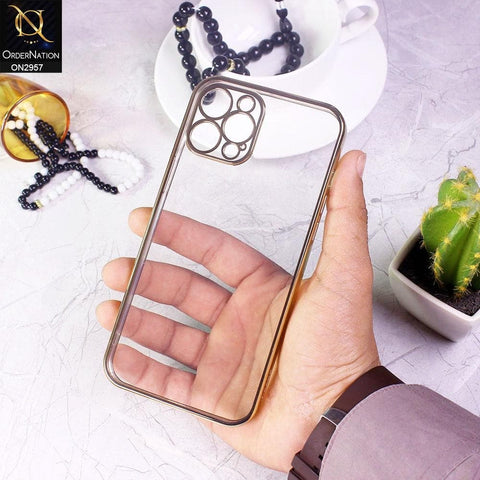 iPhone 12 Pro Max Cover - Golden - J-Case Soft Color Borders Camera Protection Clear Back Case