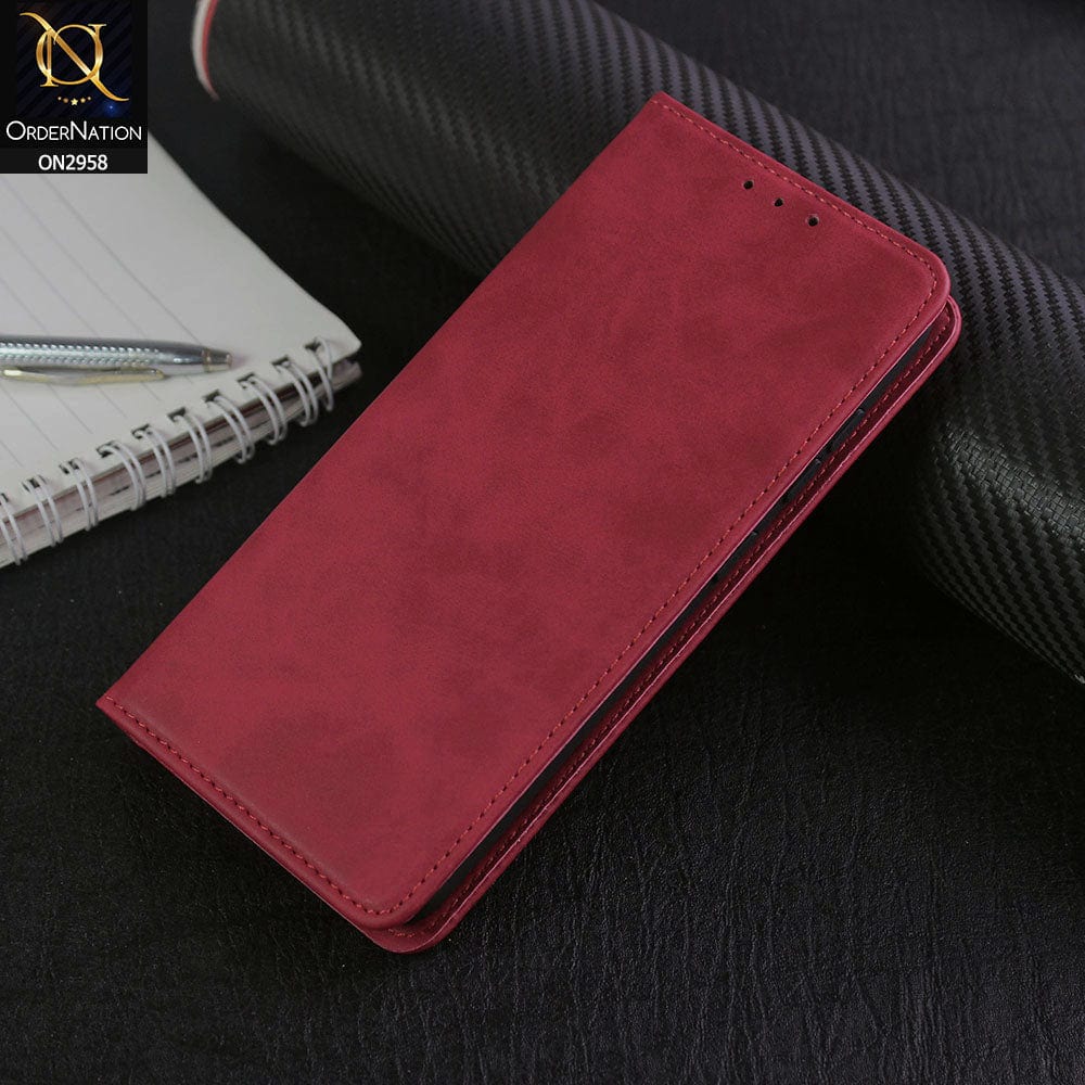 Oppo F21 Pro 4G Cover - Red - Elegent Leather Wallet Flip book Card Slots Case