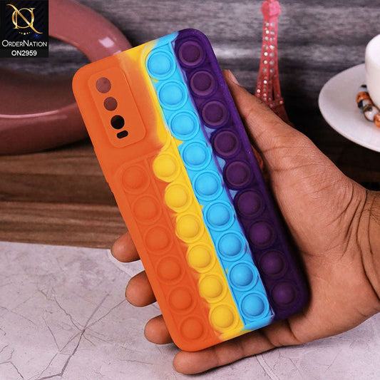 Vivo Y12s Cover - Orange - Trendy Fidget Stress Relief Bubble Soft Case