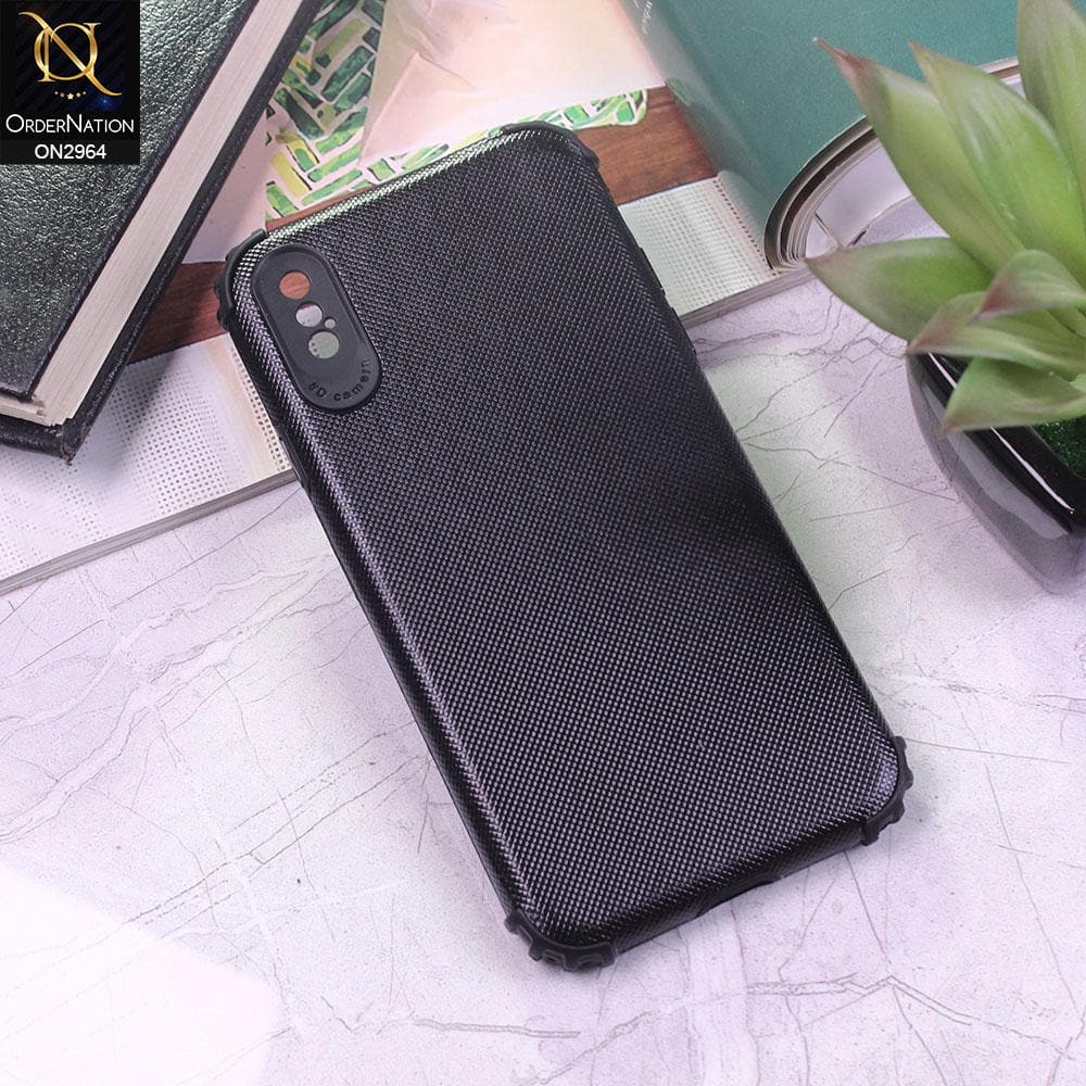 iPhone XS / X Cover - Black - New Jeans Texture Synthetic Leather Style Soft Case