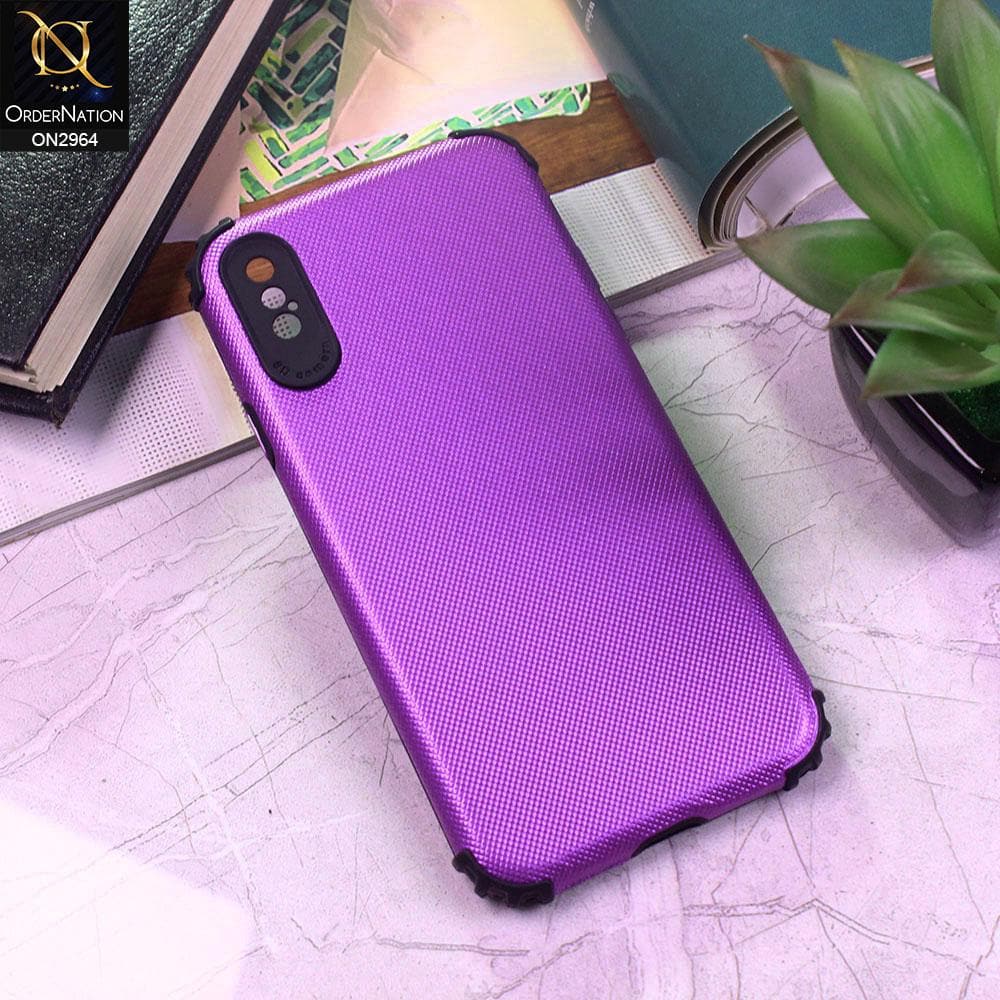 iPhone XS / X Cover - Purple - New Jeans Texture Synthetic Leather Style Soft Case