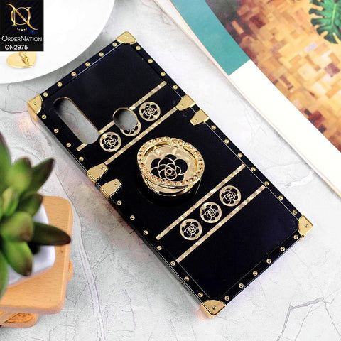 Oppo A31 Cover - Design 1 - 3D illusion Gold Flowers Soft Trunk Case With Ring Holder