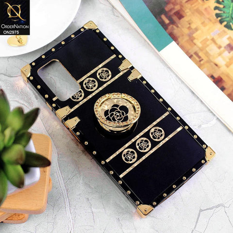 Xiaomi Poco M3 Cover - Design 1 - 3D illusion Gold Flowers Soft Trunk Case With Ring Holder