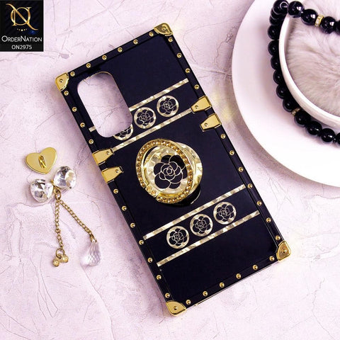 Oppo Find X3 Lite Cover - Design 1 - 3D illusion Gold Flowers Soft Trunk Case With Ring Holder