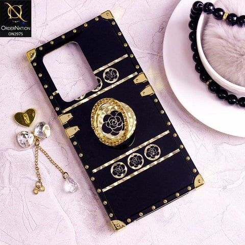 Samsung Galaxy S20 Ultra Cover - Design 1 - 3D illusion Gold Flowers Soft Trunk Case With Ring Holder