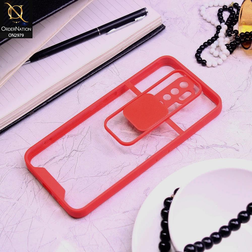 Oppo A5 2020 Cover - Red - Transparent Matte Shockproof Camera Slide Protection Case