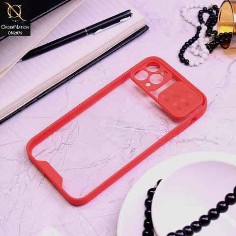 iPhone 11 Pro Cover - Red - Transparent Matte Shockproof Camera Slide Protection Case