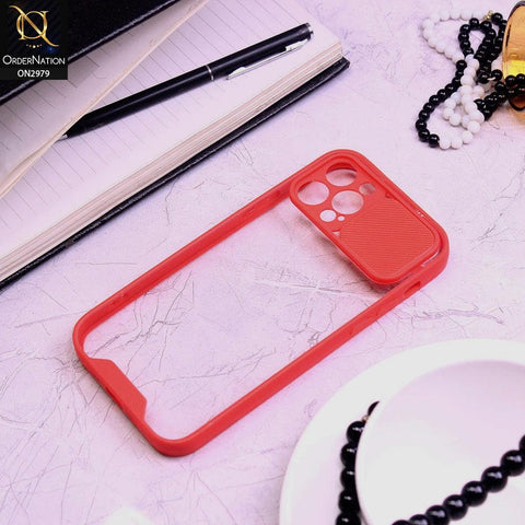 iPhone 12 Pro Cover - Red - Transparent Matte Shockproof Camera Slide Protection Case