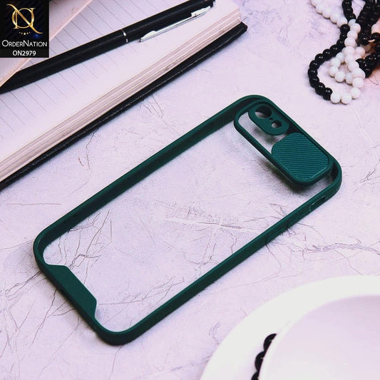 iPhone 6S / 6 Cover - Dark Green - Transparent Matte Shockproof Camera Slide Protection Case