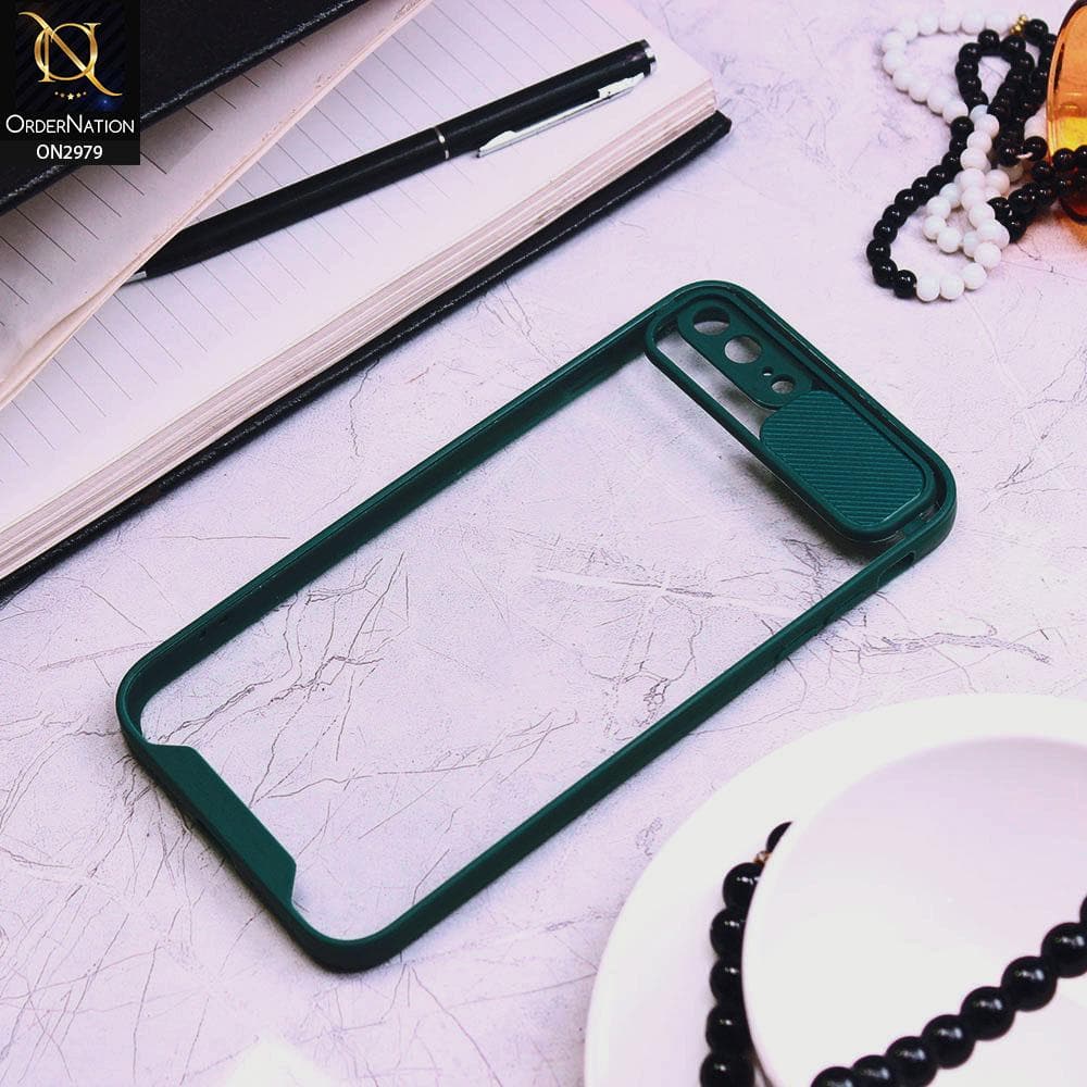 iPhone 8 Plus / 7 Plus Cover - Dark Green - Transparent Matte Shockproof Camera Slide Protection Case