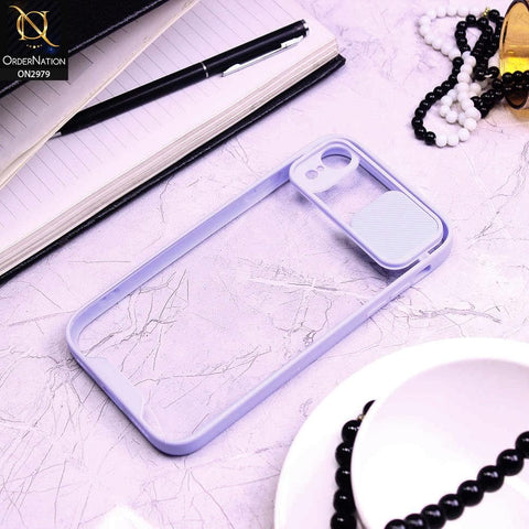 iPhone XR Cover - Purple - Transparent Matte Shockproof Camera Slide Protection Case