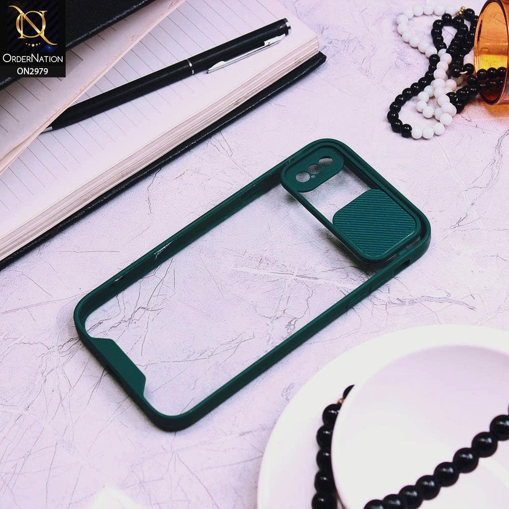 iPhone XS Max Cover - Dark Green - Transparent Matte Shockproof Camera Slide Protection Case