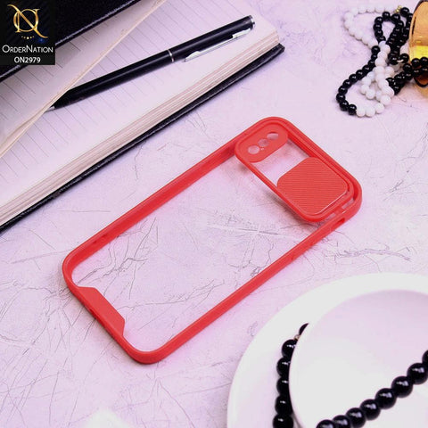 iPhone XS Max Cover - Red - Transparent Matte Shockproof Camera Slide Protection Case