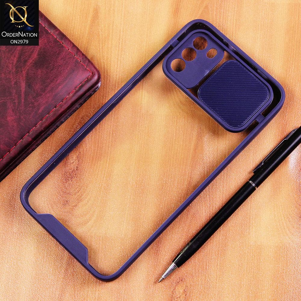 Xiaomi Poco M3 Cover - Blue - Transparent Matte Shockproof Camera Slide Protection Case