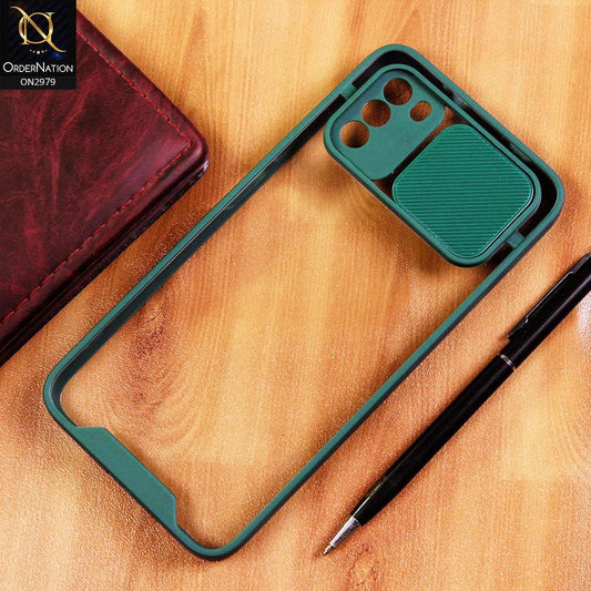 Xiaomi Poco M3 Cover - Green - Transparent Matte Shockproof Camera Slide Protection Case