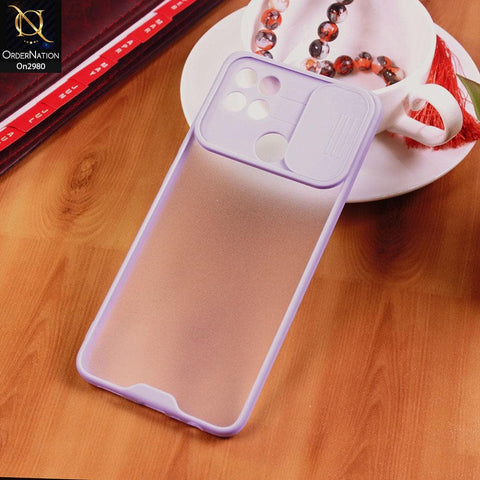 Oppo A15s - Purple - New Soft Semi Transparent Camera Slide Case