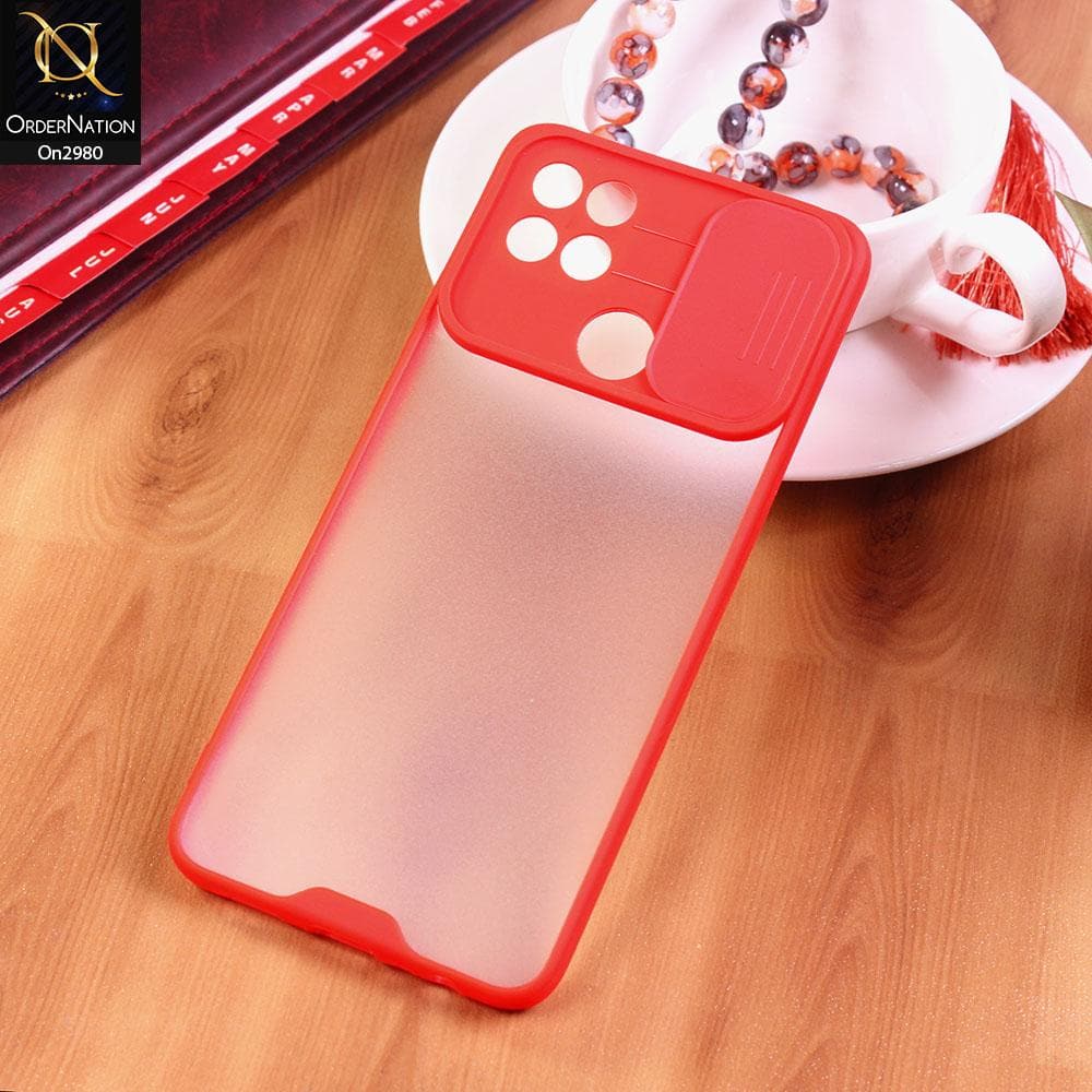 Oppo A15 - Red - New Soft Semi Transparent Camera Slide Case