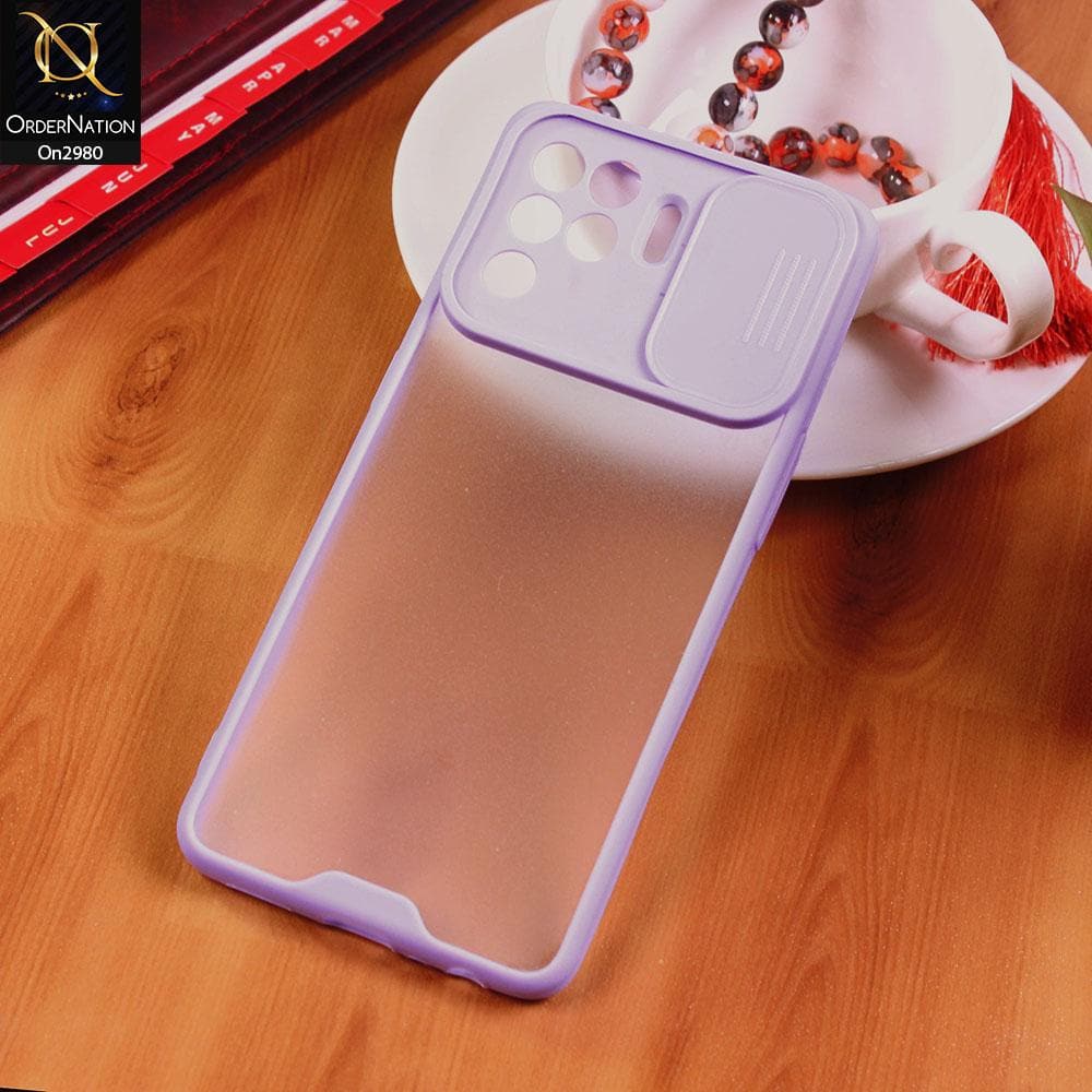 Oppo A94 - Purple - New Soft Semi Transparent Camera Slide Case