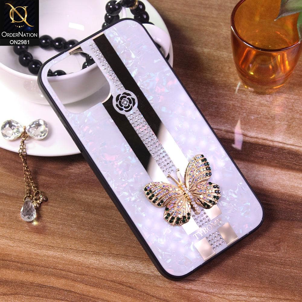 iPhone 12 Pro Cover - White - Girlish Beautiful Butterfly Tybomb Style Back Shell Soft Case