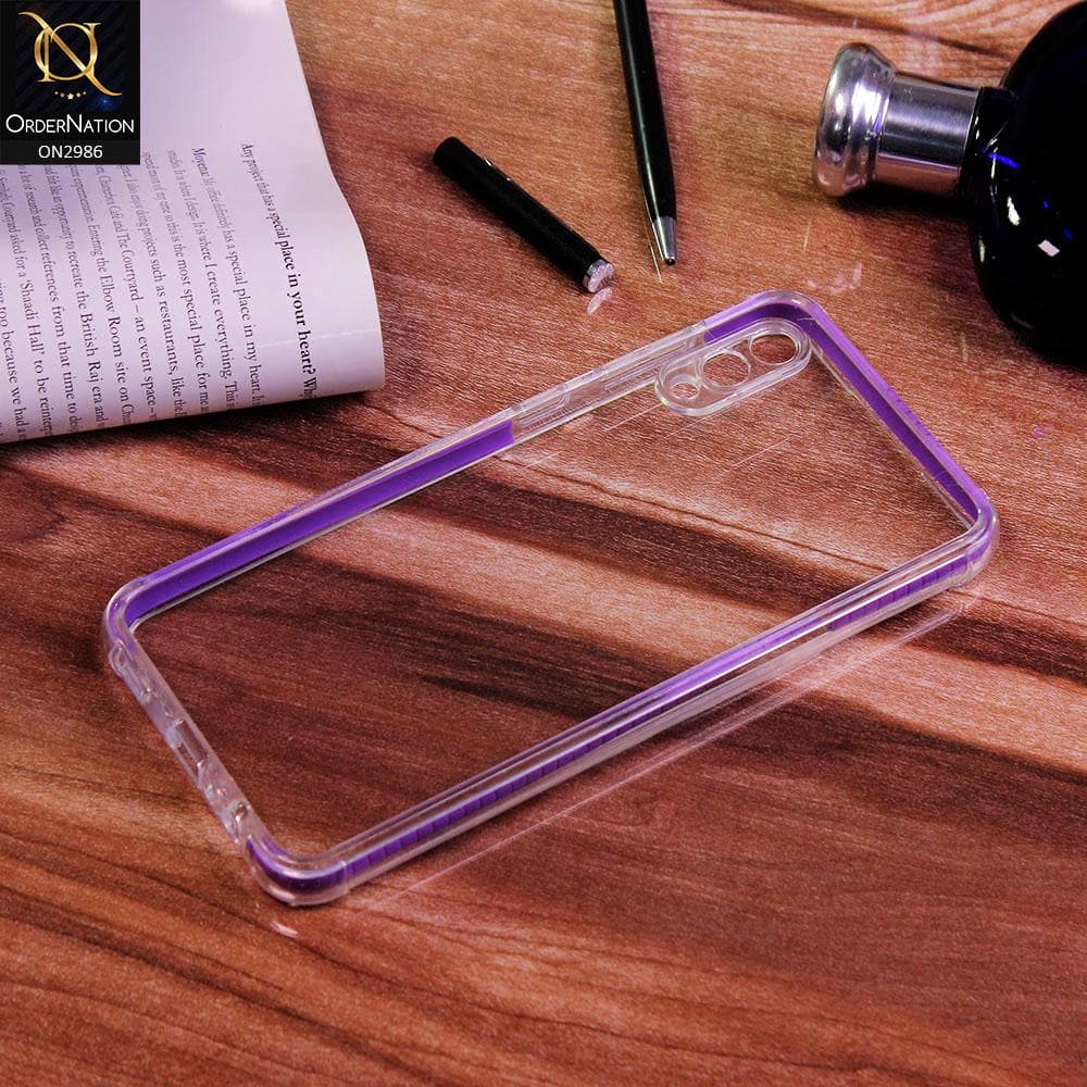 Samsung Galaxy A02 Cover - Purple - Soft Color Border with Camera Protection Clear Case