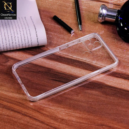 Oppo A15 Cover - White - Soft Color Border with Camera Protection Clear Case