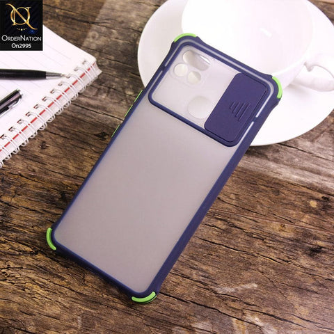 Infinix Hot 10T - Blue - Shockproof Bumper Color Border Semi Transparent Camera Slide Protection Case