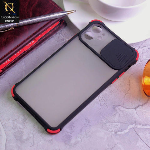 iPhone 11 Cover - Black - Shockproof Bumper Color Border Semi Transparent Camera Slide Protection Case