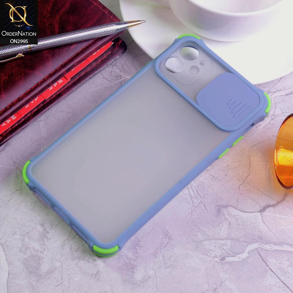 iPhone 11 Cover - Gray - Shockproof Bumper Color Border Semi Transparent Camera Slide Protection Case