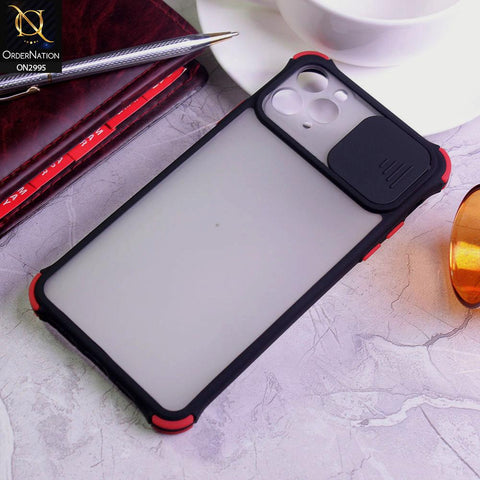 iPhone 11 Pro Cover - Black - Shockproof Bumper Color Border Semi Transparent Camera Slide Protection Case