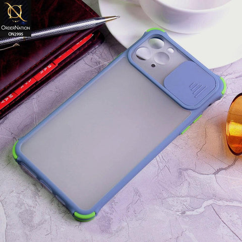 iPhone 11 Pro Cover - Gray - Shockproof Bumper Color Border Semi Transparent Camera Slide Protection Case