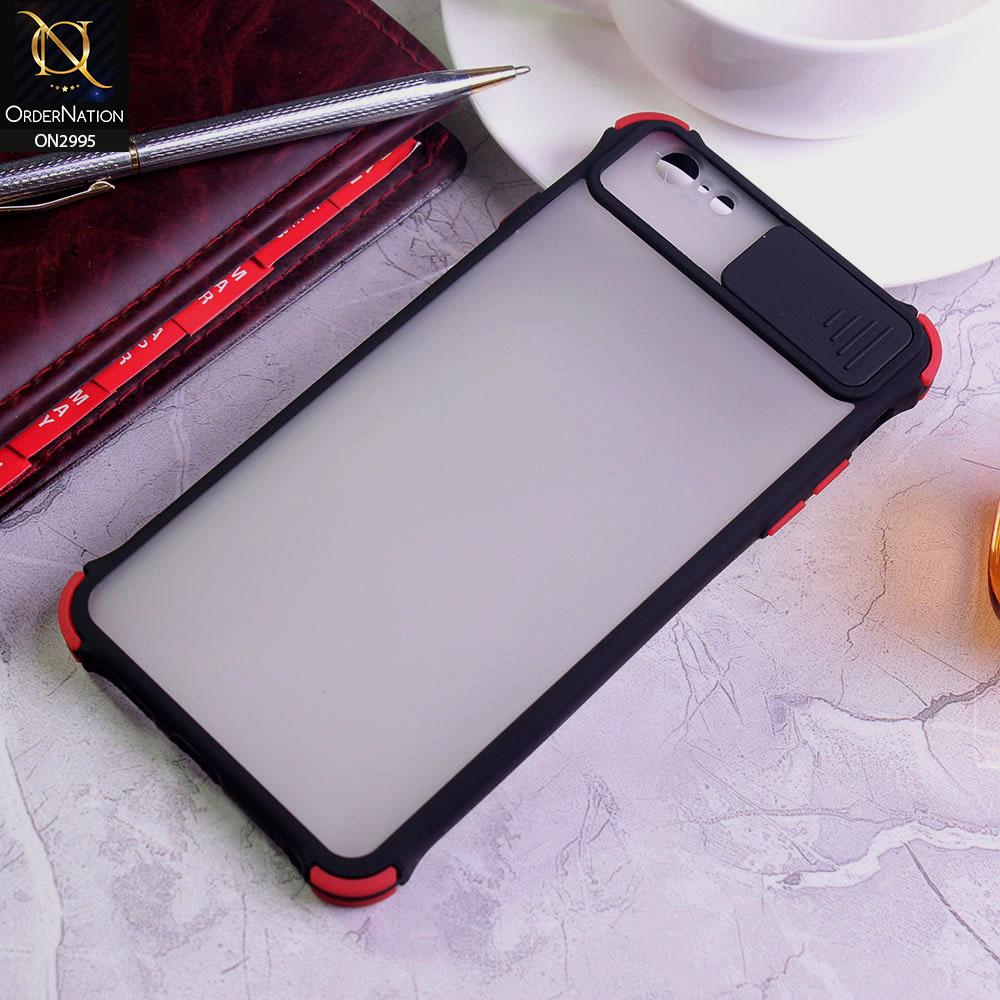 iPhone 6s Plus / 6 Plus Cover - Black - Shockproof Bumper Color Border Semi Transparent Camera Slide Protection Case