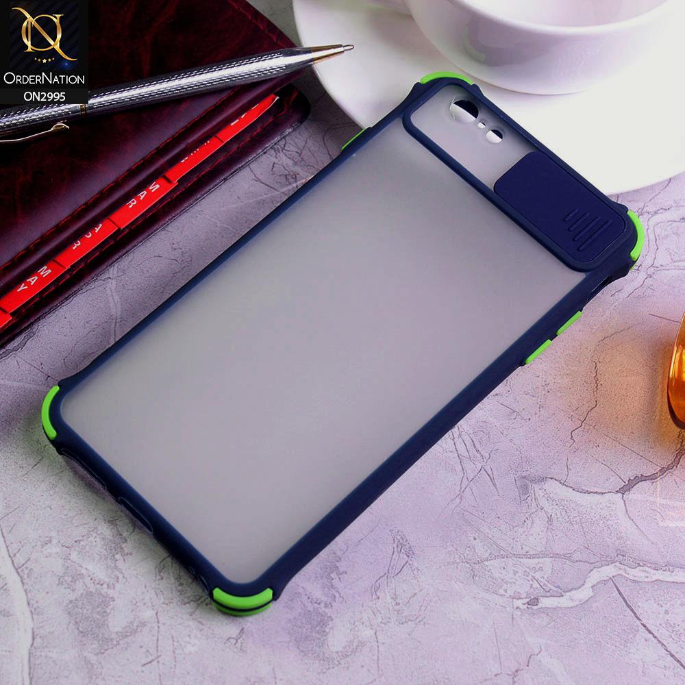 iPhone 6s Plus / 6 Plus Cover - Blue - Shockproof Bumper Color Border Semi Transparent Camera Slide Protection Case