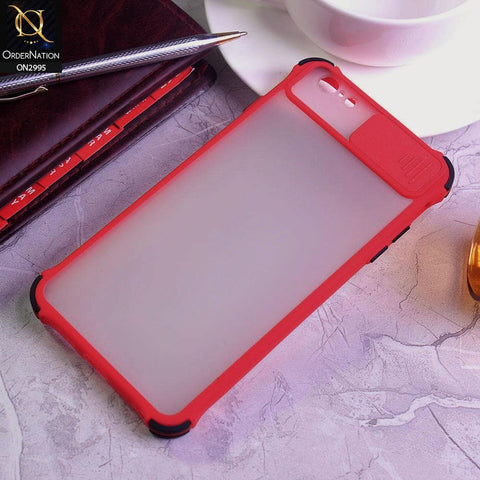 iPhone 6s Plus / 6 Plus Cover - Red - Shockproof Bumper Color Border Semi Transparent Camera Slide Protection Case