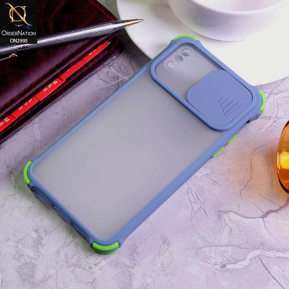 iPhone XS / X Cover - Gray - Shockproof Bumper Color Border Semi Transparent Camera Slide Protection Case