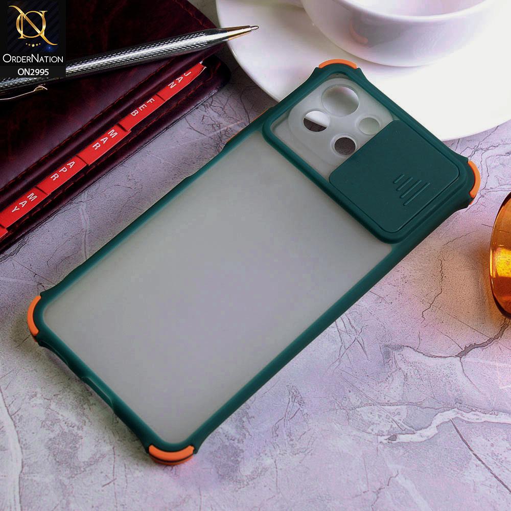 Xiaomi Mi 11 Lite Cover - Dark Green - Shockproof Bumper Color Border Semi Transparent Camera Slide Protection Case