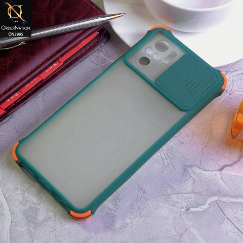 Xiaomi Redmi Note 10 4G Cover - Dark Green - Shockproof Bumper Color Border Semi Transparent Camera Slide Protection Case