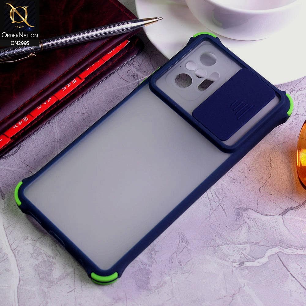 Xiaomi Redmi Note 10 Pro Cover - Blue - Shockproof Bumper Color Border Semi Transparent Camera Slide Protection Case