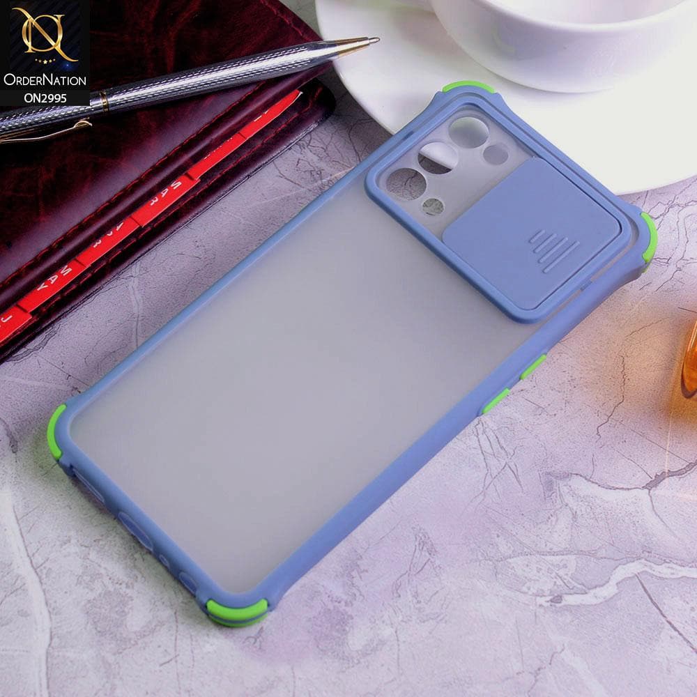 Oppo Reno 5 4G Cover - Gray - Shockproof Bumper Color Border Semi Transparent Camera Slide Protection Case