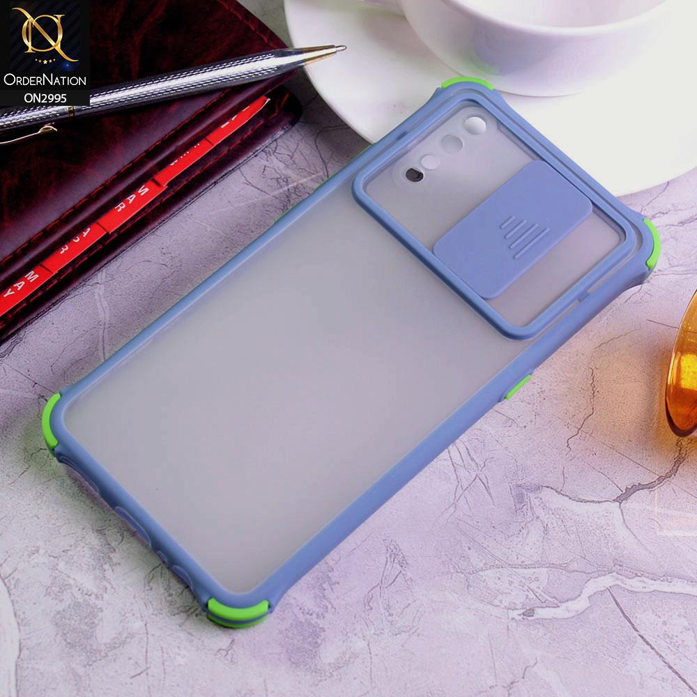 Vivo S1 Cover - Gray - Shockproof Bumper Color Border Semi Transparent Camera Slide Protection Case