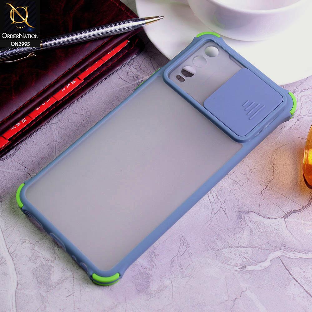 Vivo Y20 Cover - Gray - Shockproof Bumper Color Border Semi Transparent Camera Slide Protection Case