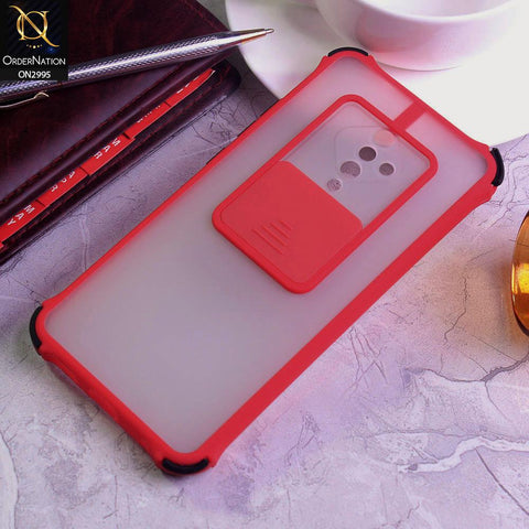 Vivo S1 Pro Cover - Red - Shockproof Bumper Color Border Semi Transparent Camera Slide Protection Case