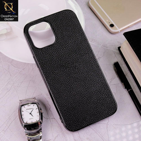 iPhone 11 Pro Max Cover - Black - TPU Bumper Premium Leather Case