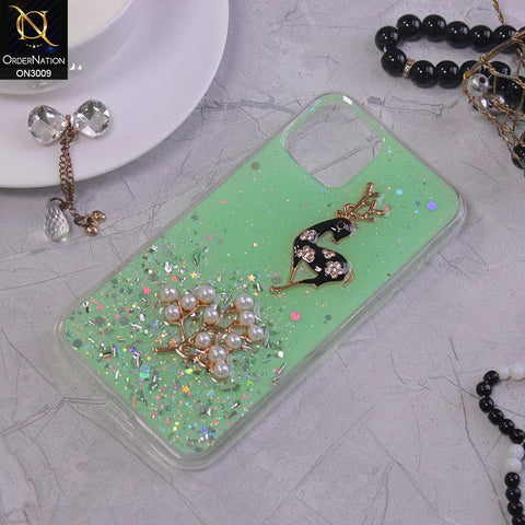 iPhone 11 Pro Cover - Green -  Fancy Rhinestone Glitter Shower Soft Case