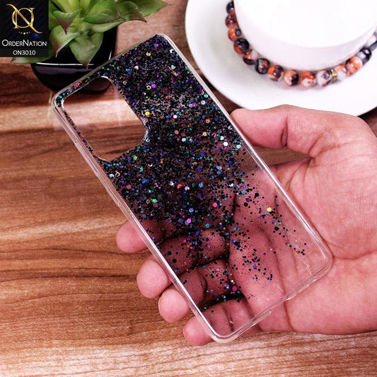 Realme 8 Pro Cover - Black - Dry Sparkling Bling Glitter Soft Silicone Case (Glitter Does Not Move)