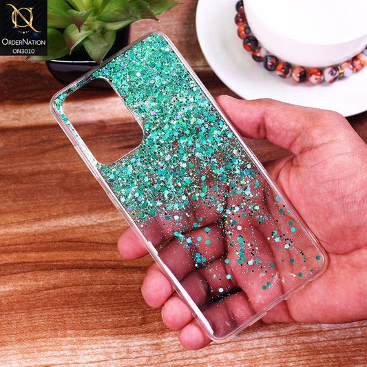 Realme 8 Pro Cover - Sea Green - Dry Sparkling Bling Glitter Soft Silicone Case (Glitter Does Not Move)