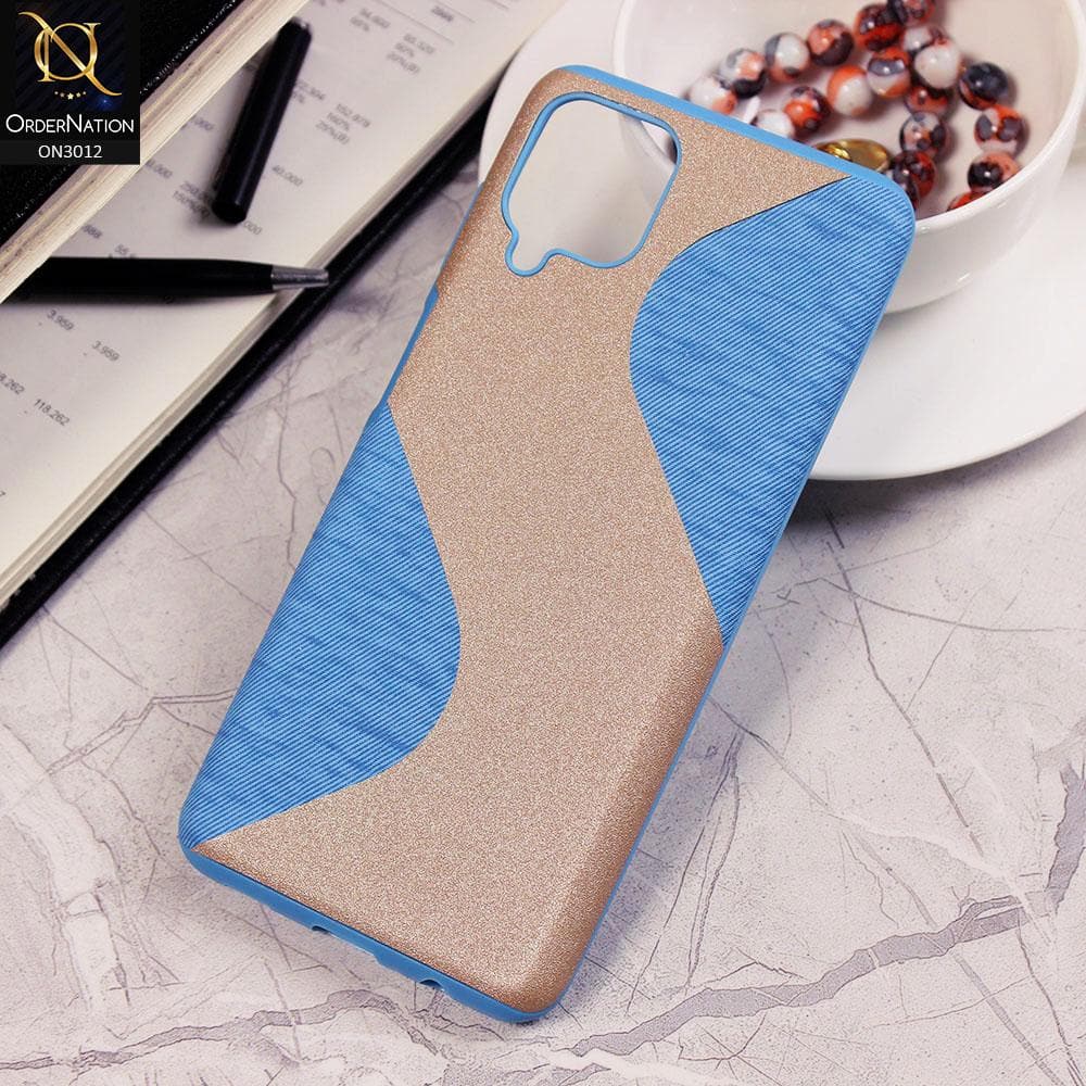 Samsung Galaxy A12 Cover - Light Blue - New Fabric Texture Wavy Style Soft TPU Case