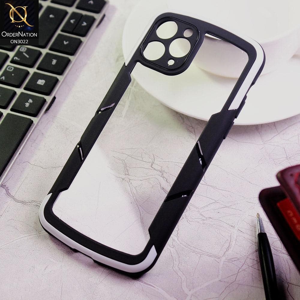 iPhone 11 Pro Cover - White - Hybrid Style Color Soft Borders Transparent Back Camera Protection Case