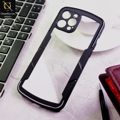 iPhone 12 Pro Cover - Black - Hybrid Style Color Soft Borders Transparent Back Camera Protection Case